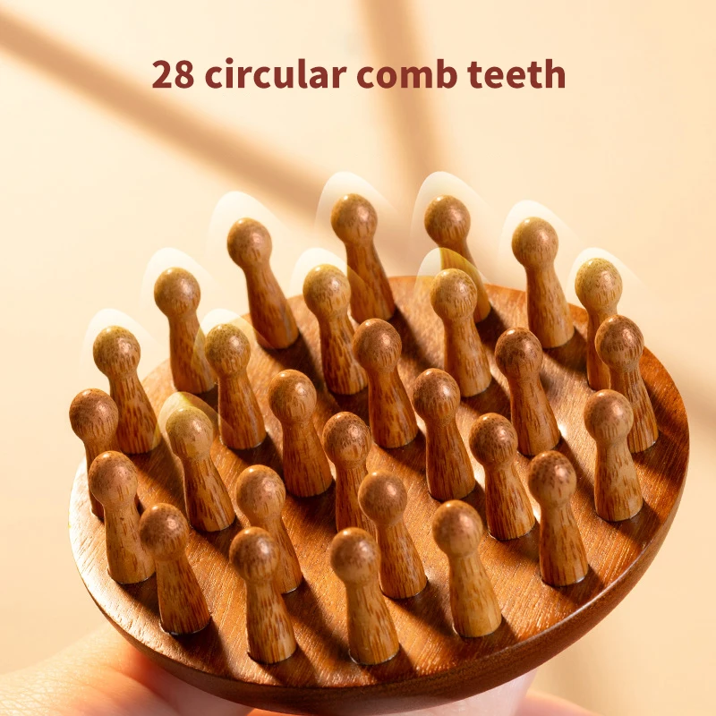 Circular Multi-Functional Wood Therapy Massage Comb Anti Static Scalp Massager Tooth Guasha Scraping Body Massager