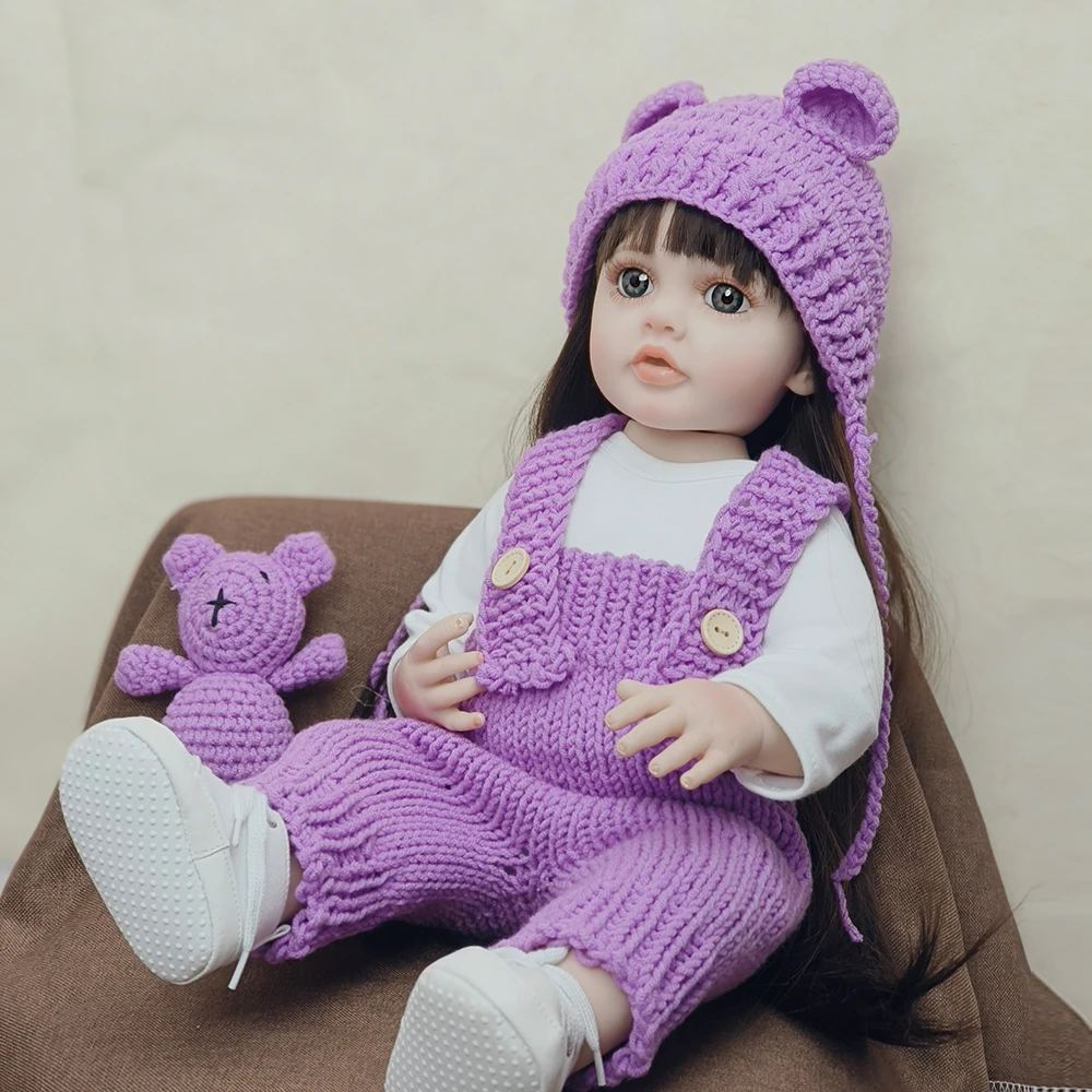 

Reborn Toddler Girl Doll Betty 22inch Soft Silicone Full Body Vinyl Lifelike Newborn Baby Wig Hair Gifts for Children Toy