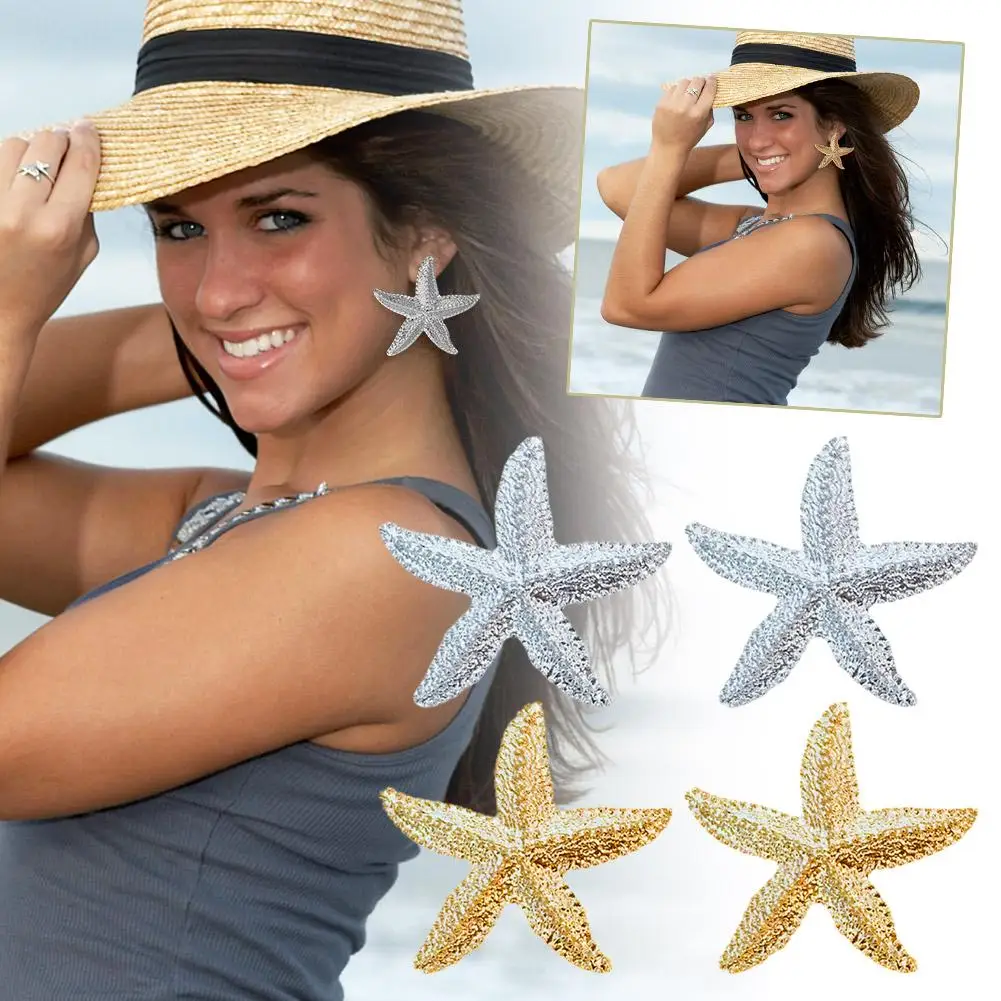 Fashion Summer Golden Starfish Earrings For Woman Holiday Party Bohemian Jewelry Accessories For Women