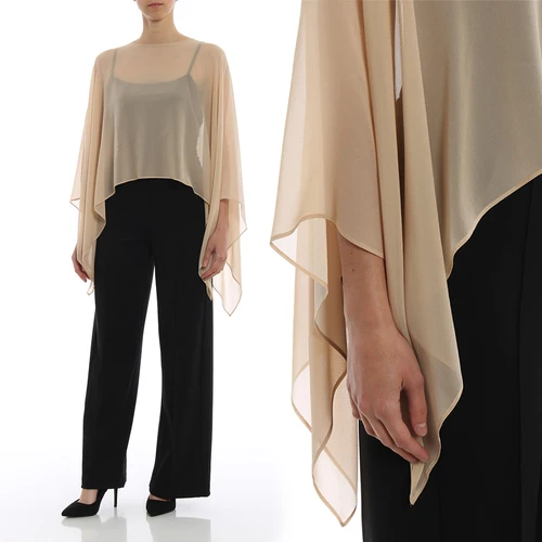 Imagen 2 del producto Bolero de gasa negro para mujer, elegante, sencillo, suave, informal, capa para fiesta de graduación con botones, encogimiento de hombros para vestido de noche, chal rojo marino