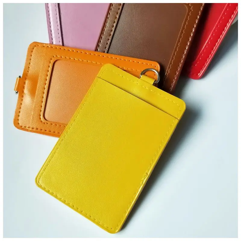Titolare della carta di lavoro in PU nome titolare del Badge personale ID Holders Cover Case Pass Bus ID Tag Card Sleeve ufficio stazionario