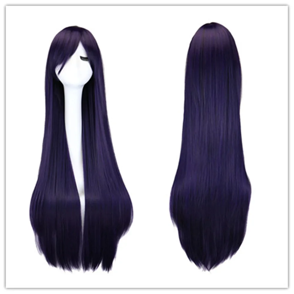 Fujisaki Nagihiko Cosplay Wig 100cm Long Straight Black Purple Wig Cosplay Anime Cosplay Wigs Heat Resistant Synthetic Wigs
