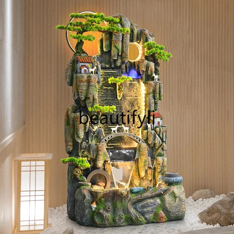 

B6 New Chinese-style mountain and flowing water floor ornament office living room indoor fountain landscape