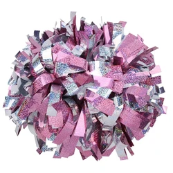 1 pezzo, cheerleader Baton Handle Pom Pom Pom Metallic Pink Holographic con argento olografico