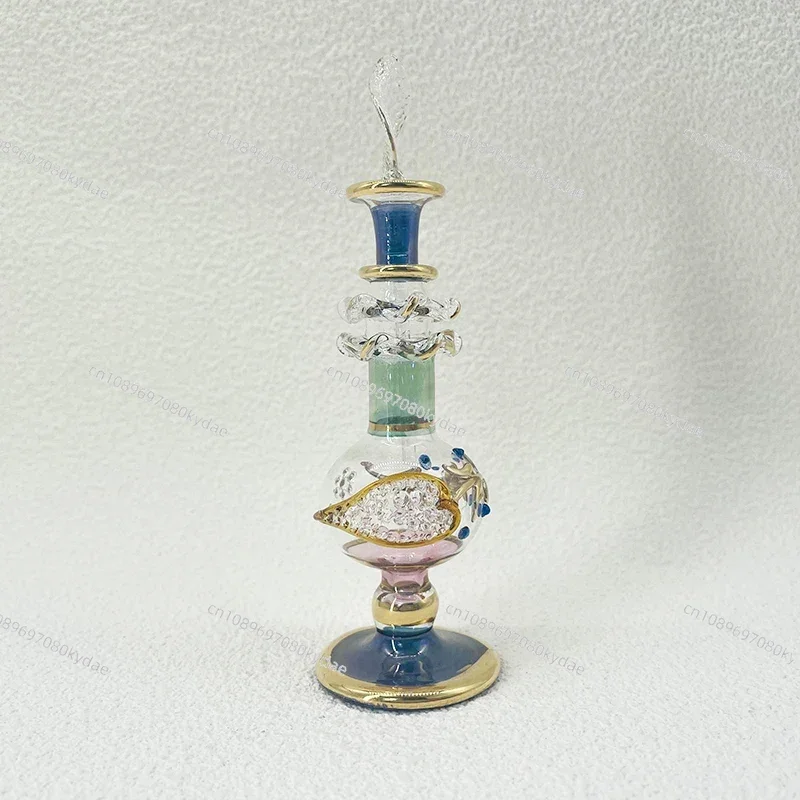 10cm Handmade Egyptian Glass Perfume Bottle Mini Essential Oil Vial for Home Decor Ornament Travel Souvenir Gift