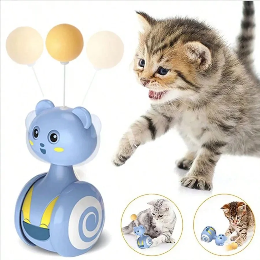 

1Pcs Automatic Cat Toy Tumbler Swing Toy for Cats Fun Balance Car Interactive Kitten Chasing Toy with Badminton Cat Accessories