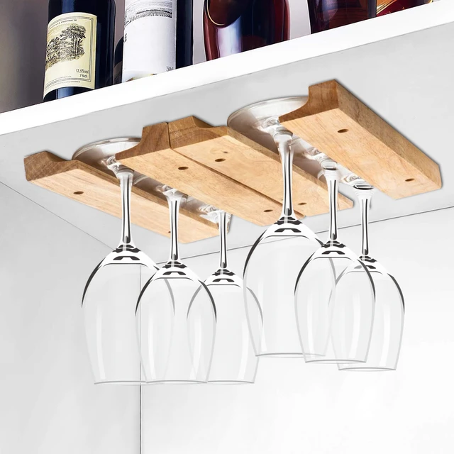 Wood hanging wine glass rack sale