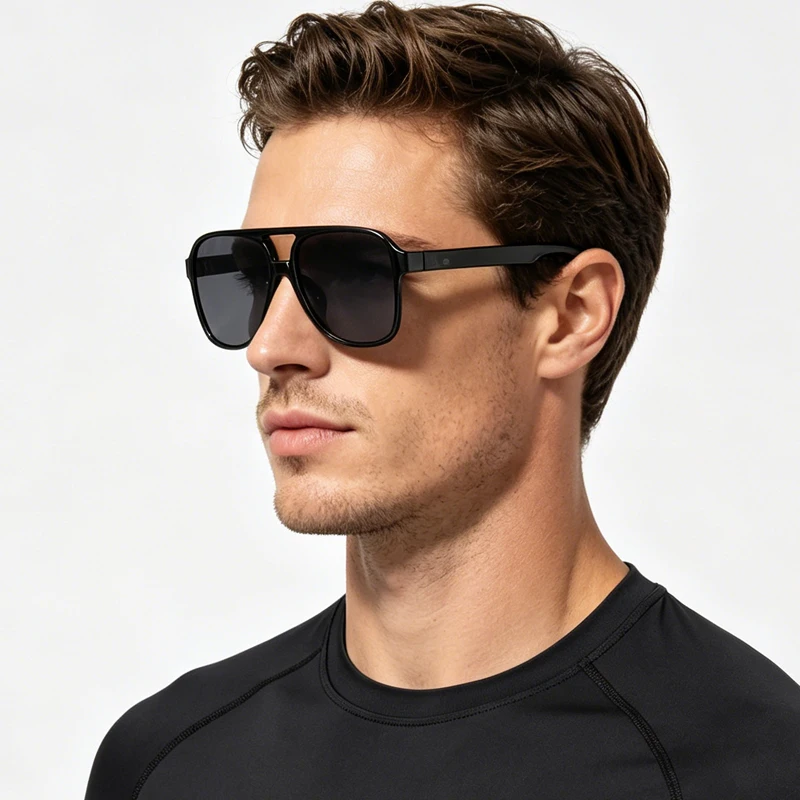 FUQIAN Retro Übergroße Sonnenbrille Männer Frauen Mode Pilot Polarisierte Sonnenbrille Für Unisex Vintage Gradienten Outdoor Brillen – Detail 1