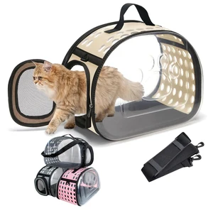 Transparente Dobrável Pet Travel Carrier Bag, portátil Crossbody Bag, respirável, dobrável, ao ar livre, cão, gato 8 principais vendas bolsa para levar gato - №7