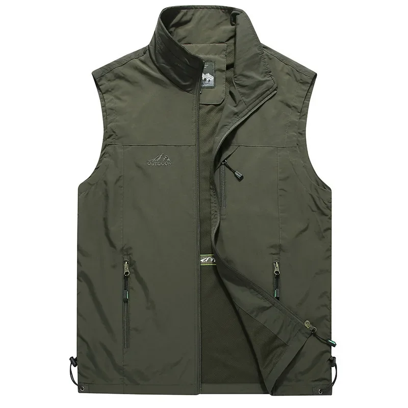 

Spring Summer Men Waistcoat Mens Casual Loose Solid Thin Vest Coats Outdoor Photography Fishing Hiking Cargo Vest Jacket M-6XL