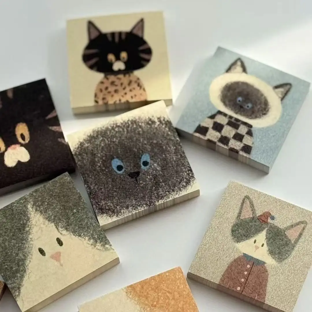 6pcs Kawaii Cat Sticky Note Book Mini Memo Pad Cartoon Student Hand Account Decoration Can Be Torn Memo Pad Self-Stick Notes