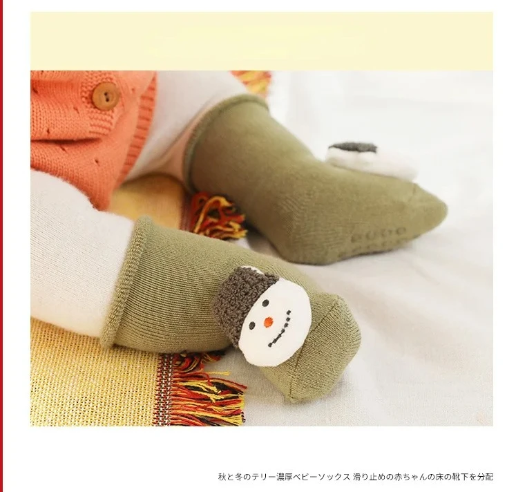 Winter Thick Warm Terry Socks Cartoon Santa Elk Anti Slip Floor Socks Christmas Baby Socks for Newborn Baby Boys Girls Sock