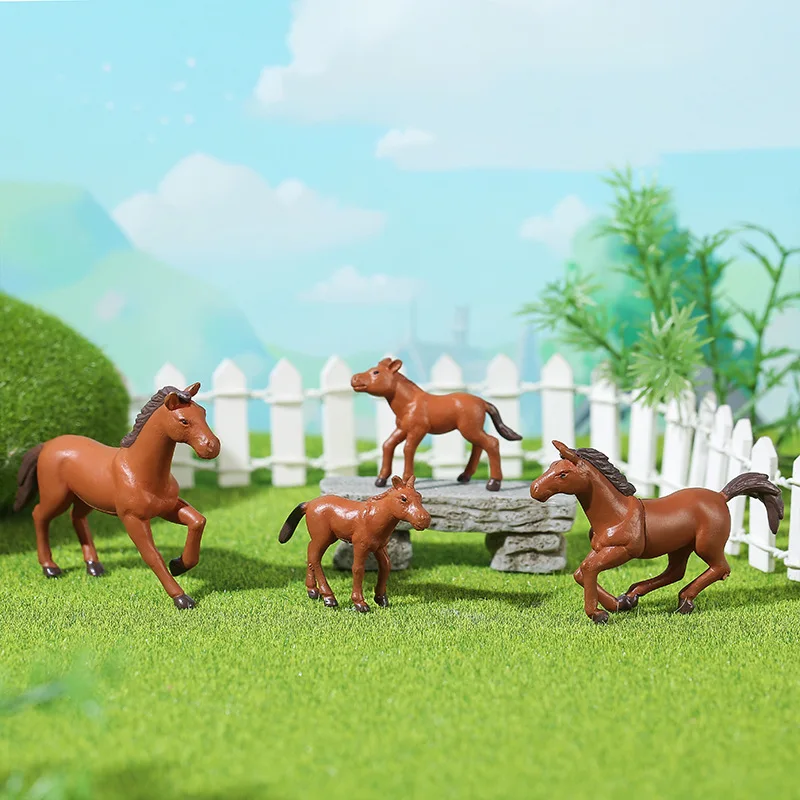 8pc Horse Family Set Animal Gift Decoration Pvc Craft Miniature Figure Tiny For Bonsai Microlandscape Fairy Garden Decor