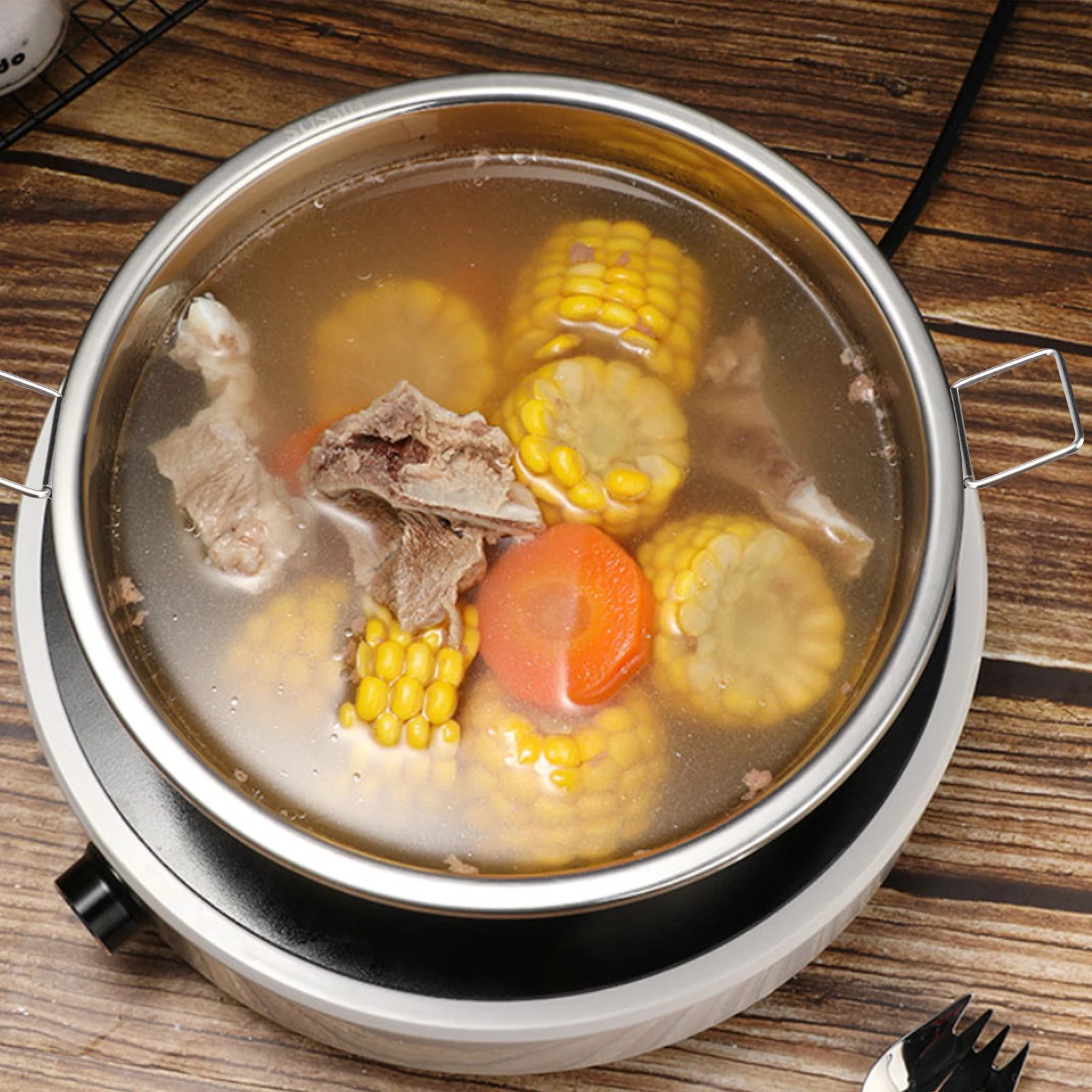 

1pc Double Handle Steaming Plate Stainless Steel For Fish Crab Veggie Tamale Multifunctional Kitchen Dish Steaming Tray Cold