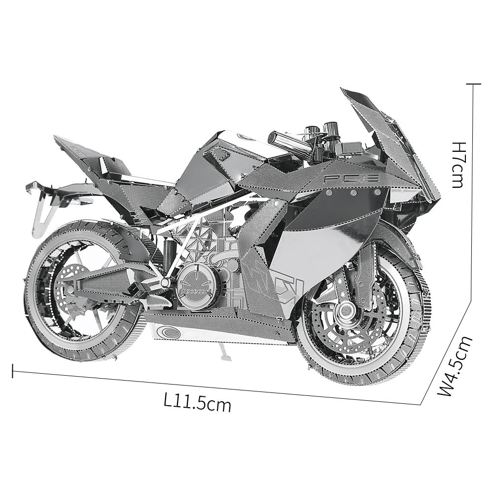 Piececool 3D Metal Puzzles Silver Motorcycle Assembly Model Toys Jigsaw DIY for Adult