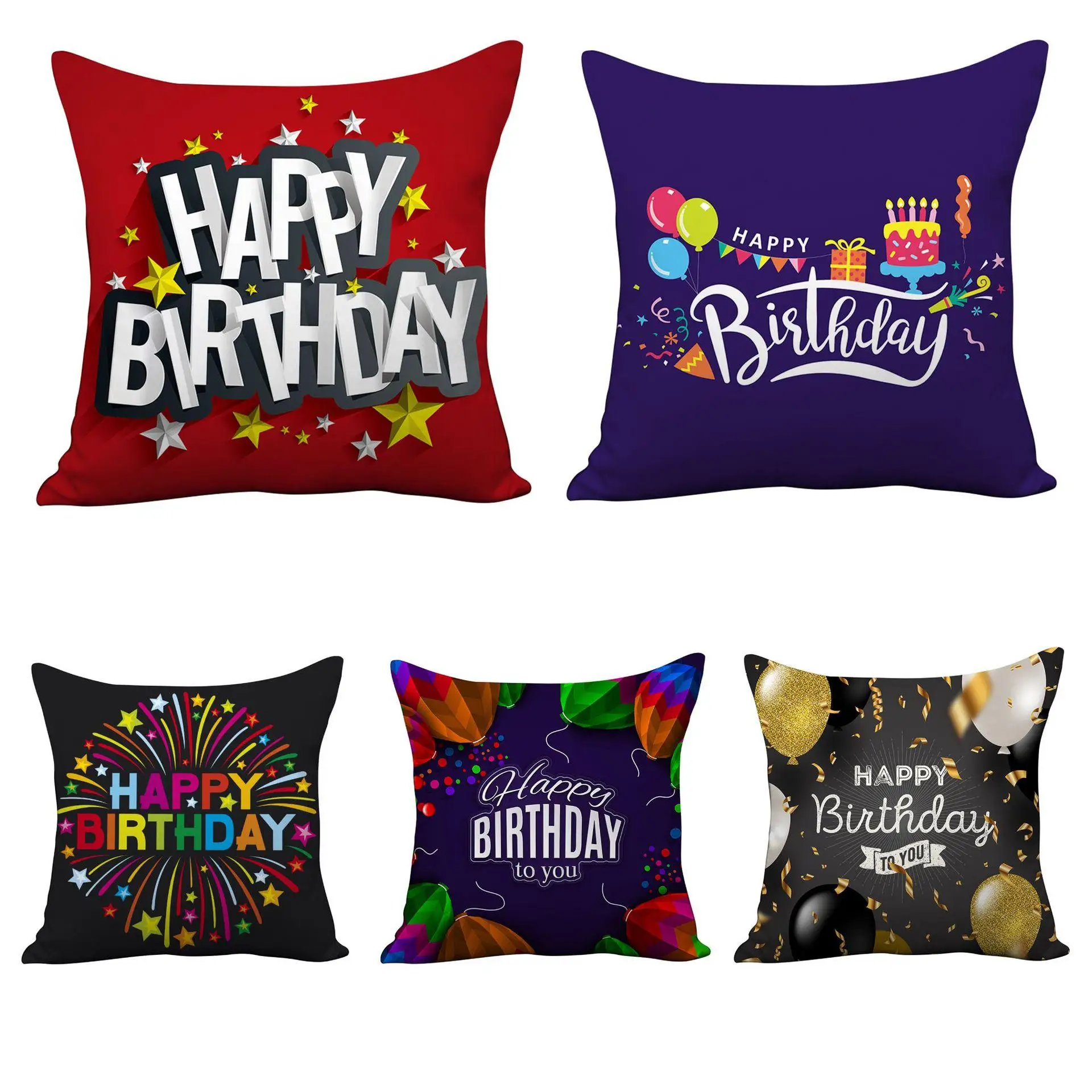 

New Creative Happy Birthday Pillow Cover Festival Decorative Cushion Case Birthday Gift Sofa Throw Pillow Cover for Home Decor