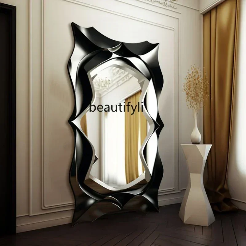 54European-style special-shaped full-body mirror living room sofa background decoration high-end corridor art wall-mounted mirro