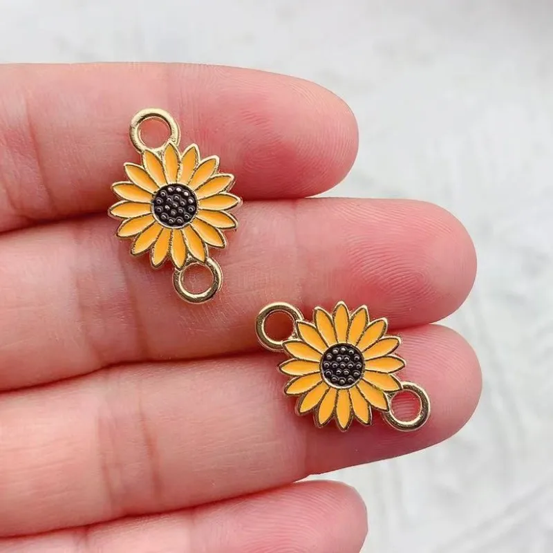 10Pcs Gold Color Sunflower Flower Charm Connectors for Jewelry Making Bracelet Findings Accessories DIY Craft