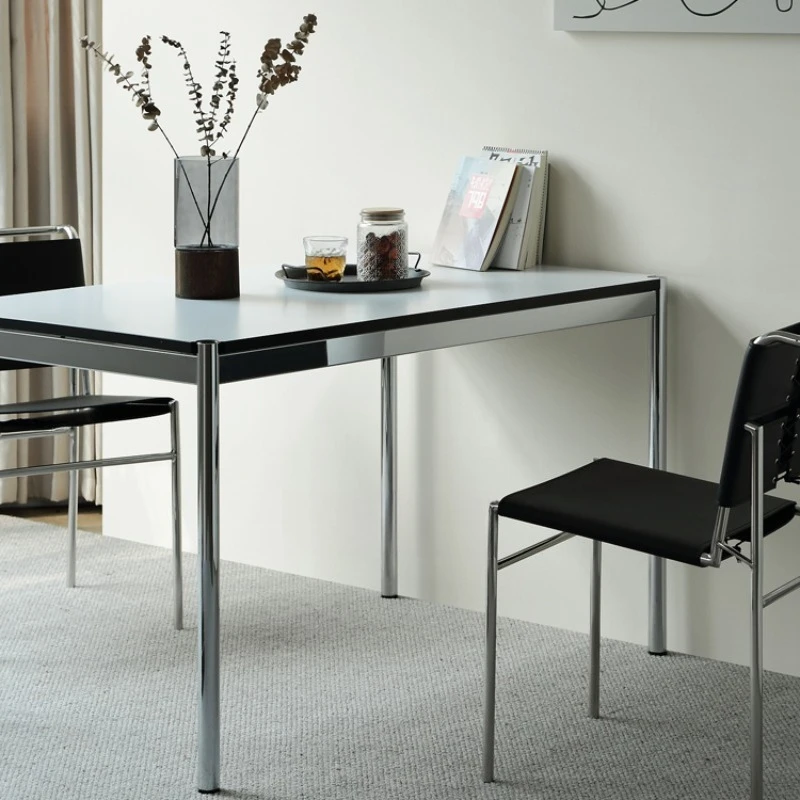 

medieval table Bauhaus desk stainless steel desk light luxury computer desk