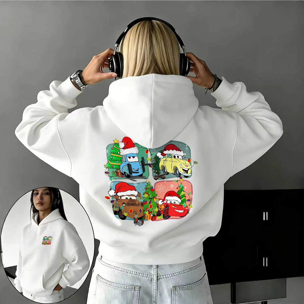 

Осенне-зимняя теплая толстовка с принтом из 100% чистого хлопка Disney с рождественскими элементами, такая как клетчатая McQueen и зуб.