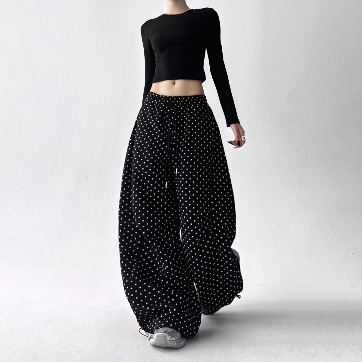 2025 autumn new American retro polka dot printed women's straight leg sweatpants millennial hot girl trendy casual pants