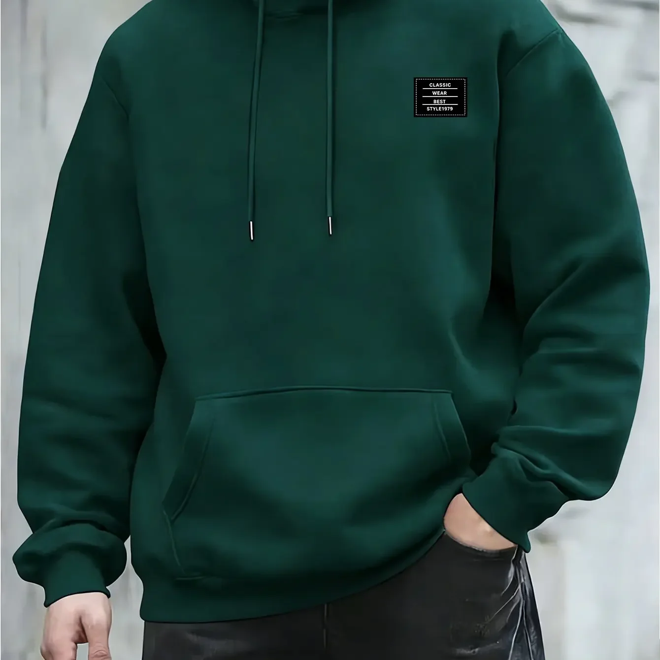 Casual Style Men's Minimalist Print Hooded Sweatshirt for Daily Wear and Commuting Warm Pullover