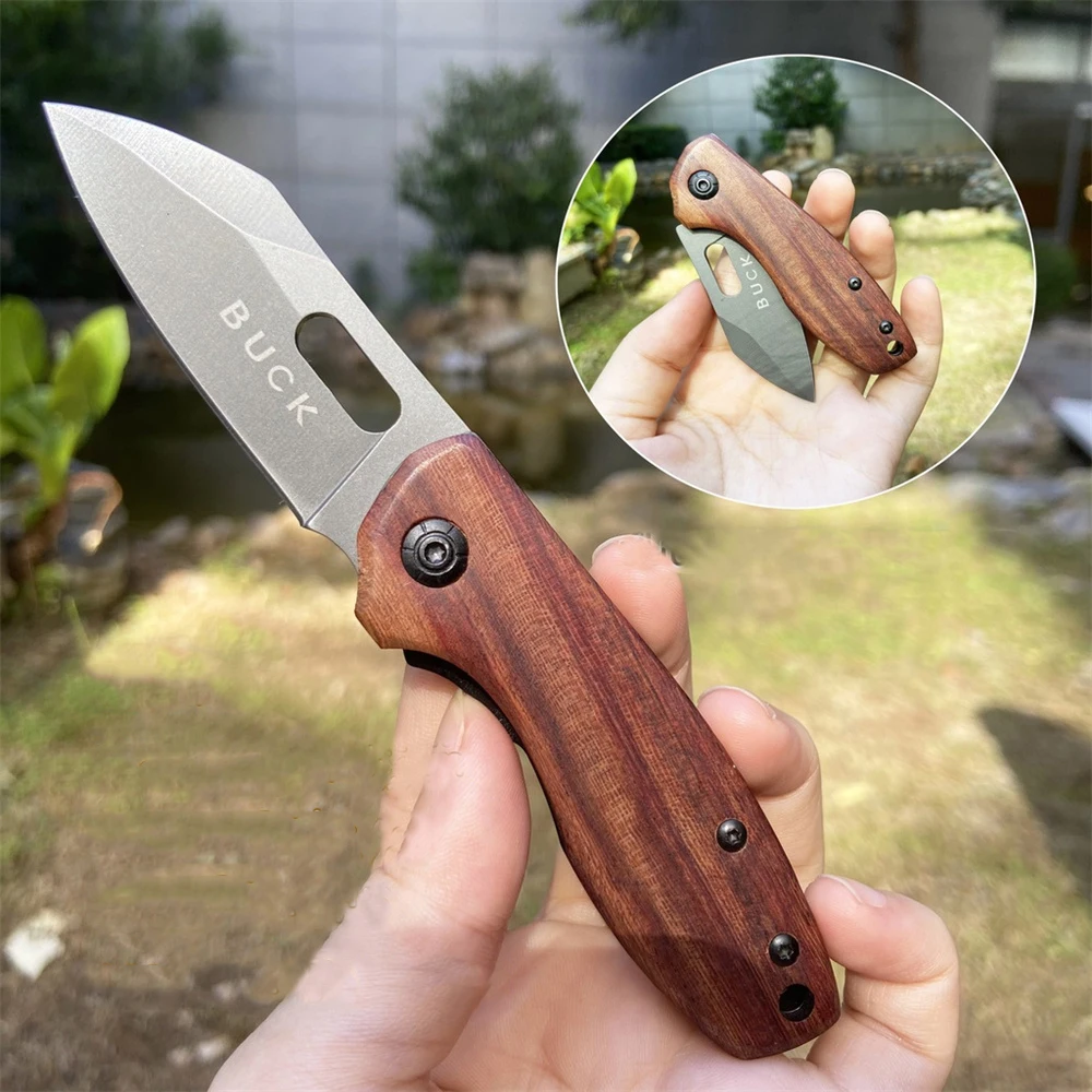 High Quality BK DA101 Pocket Folding Knife Stainless Steel Blade Steel + Wood Handle EDC Outdoor Camping Survival Hiking Tools