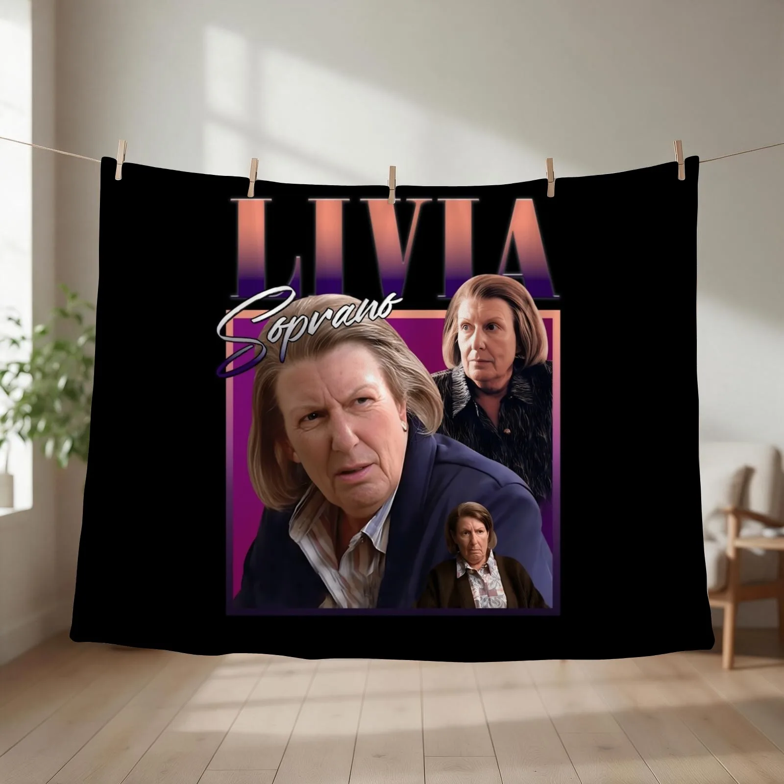Livia Soprano Homage Throw Blanket couch cozy soft plush fuzzy picnic outdoor blanket