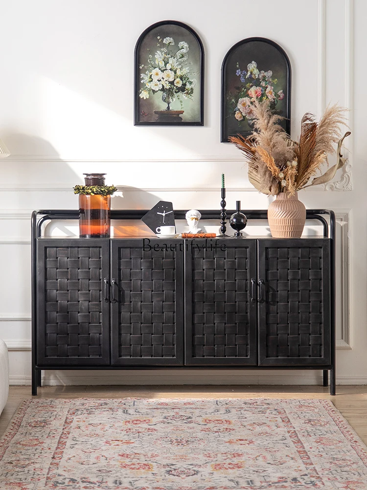 

Французский Ретро чайный шкаф с рамкой для столовой, украшение для гостиной из массива дерева, черный цвет, роскошный шкаф для дома