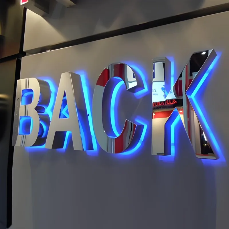 Custom Outdoor Stainless Steel Backlit LED Sign, 3D waterproof metal LED letters reverse luminous shop sign