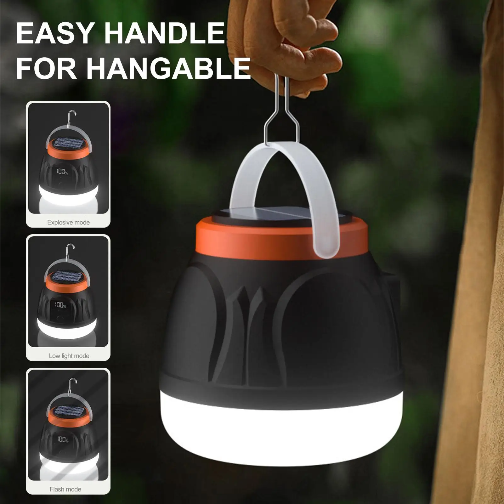 Camp Light 3 Modes Digital Display Lamp Portable Outdoor Camp Light For Landscape Party Garden Pathway Driveway Yard Patio
