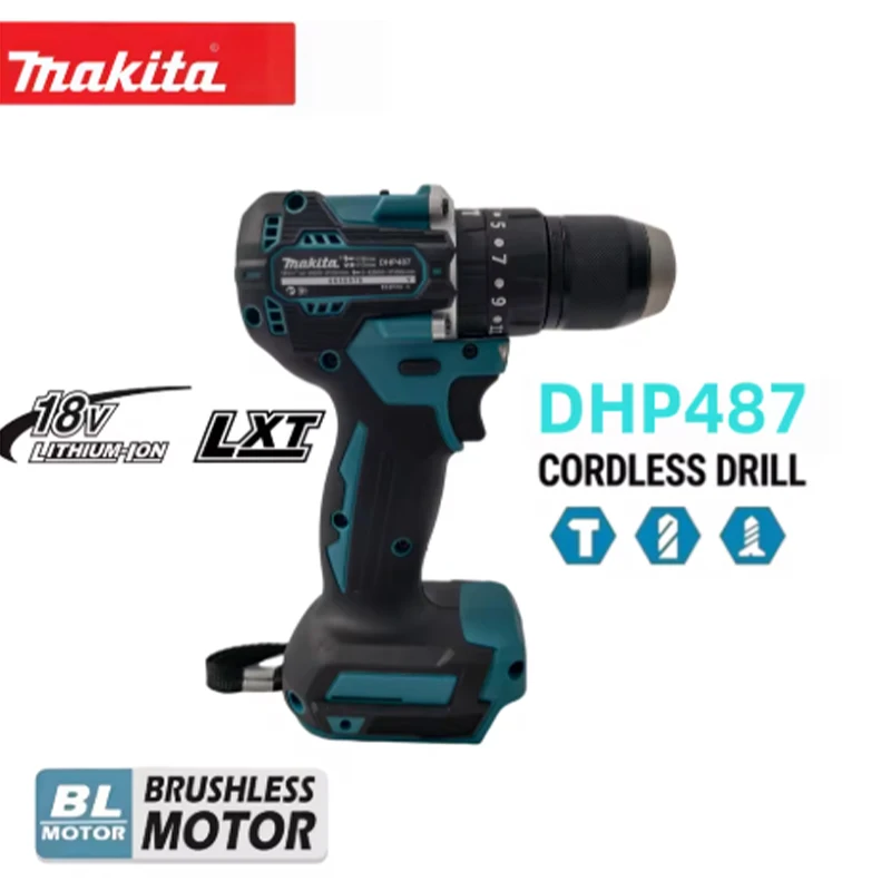Makita Ddf487 18V 6000mAh Akku-Bohrschrauber, bürstenlos, kompakt, hohes Drehmoment, variable Geschwindigkeit, Holzbearbeitungs-Elektrowerkzeug für Makita-Akku.