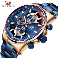 MINI FOCUS Multifunctional Luxury Sport Quartz Watch Mens Watches Waterproof Chronograph Wrist Watch with Luminous Hands 0218G