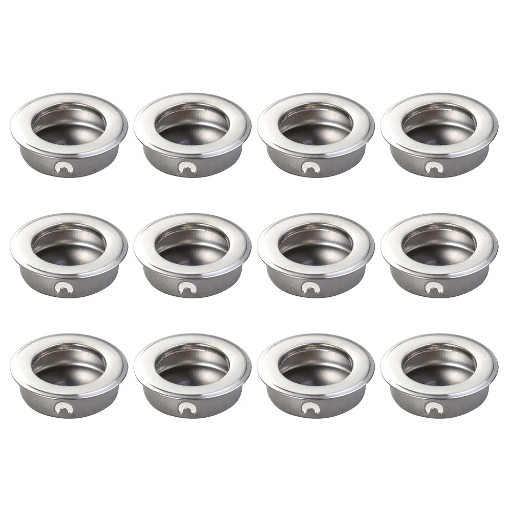12Pcs Stainless Steel Recessed Flush Pull Handles 35Mm Diameter Sliding Door Cabinet Drawer Round Handle Stainless Door Handle