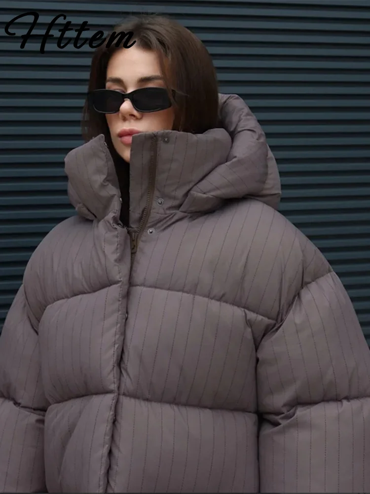 شريط مقنعين المرأة معطف القطن الأبيض الوقوف طوق كم طويل واحدة الصدر معاطف الإناث 2025 شتاء دافئ سترة حريمي جديد