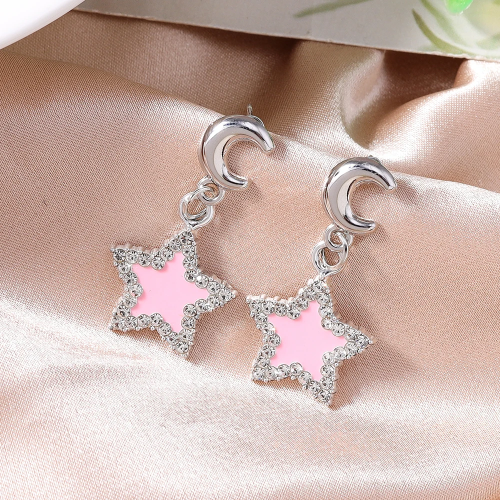 Aihua Fashion Cubic Zirconia Polaris Sterne Ohrringe Weißgoldfarben Hochzeit Party Schmuck für Frauen Kristall Stern Ohrringe – Detail 8