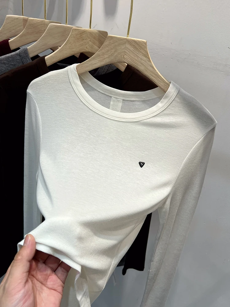 Slim Fit Camere Knitwear Long Sve Pure Color Women's Top Early Autumn New Sle Versatile Base Layer irt Korean Sle