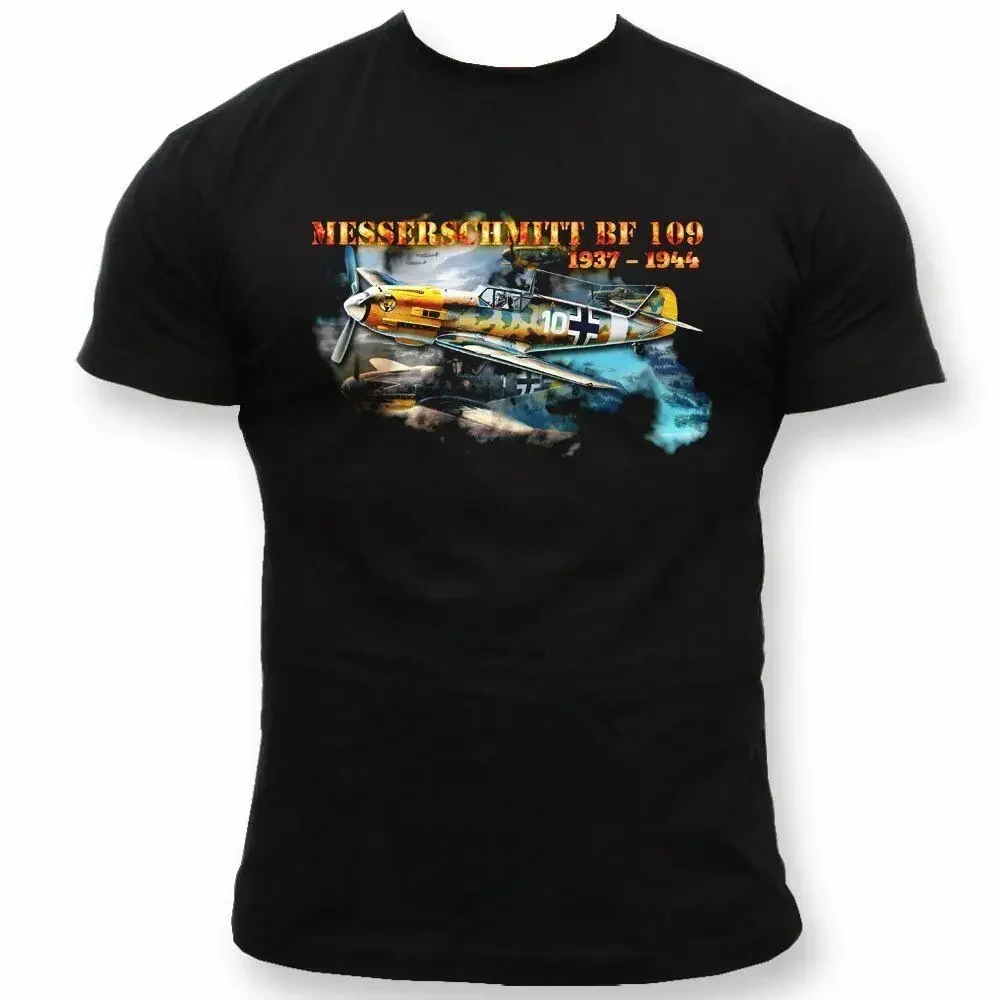 

WWII German Air Force Messerschmitt BF-109 Fighter T-Shirt 100% Cotton O-Neck Short Sleeve Summer Casual Mens T-shirt Streetwear