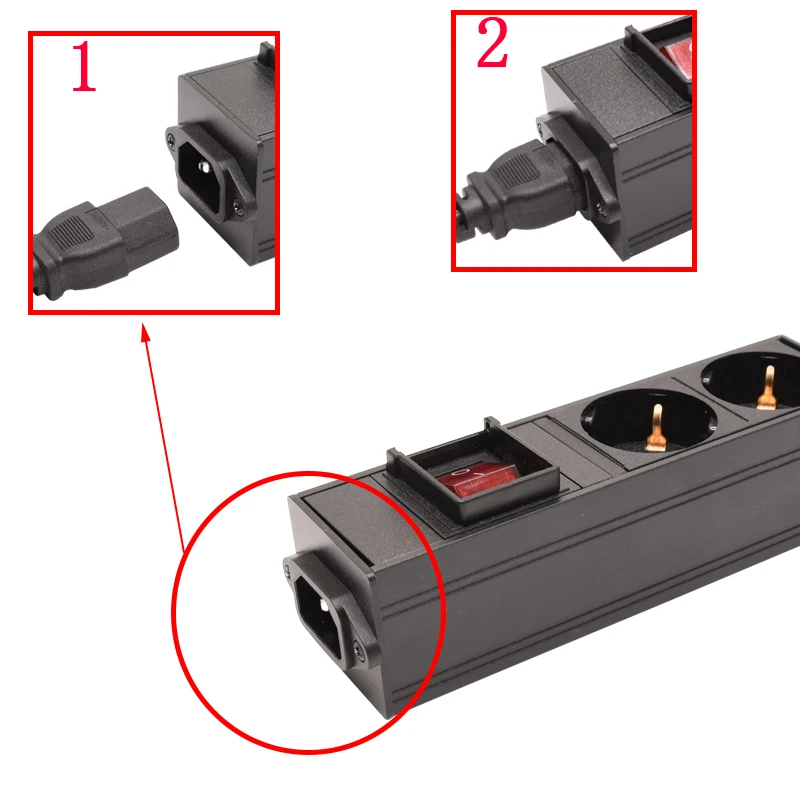 PDU – bloc d\'alimentation en alliage d\'aluminium, boîtier de Distribution, 2/4/6/8/10 voies AC, prise allemande, interrupteur, C14