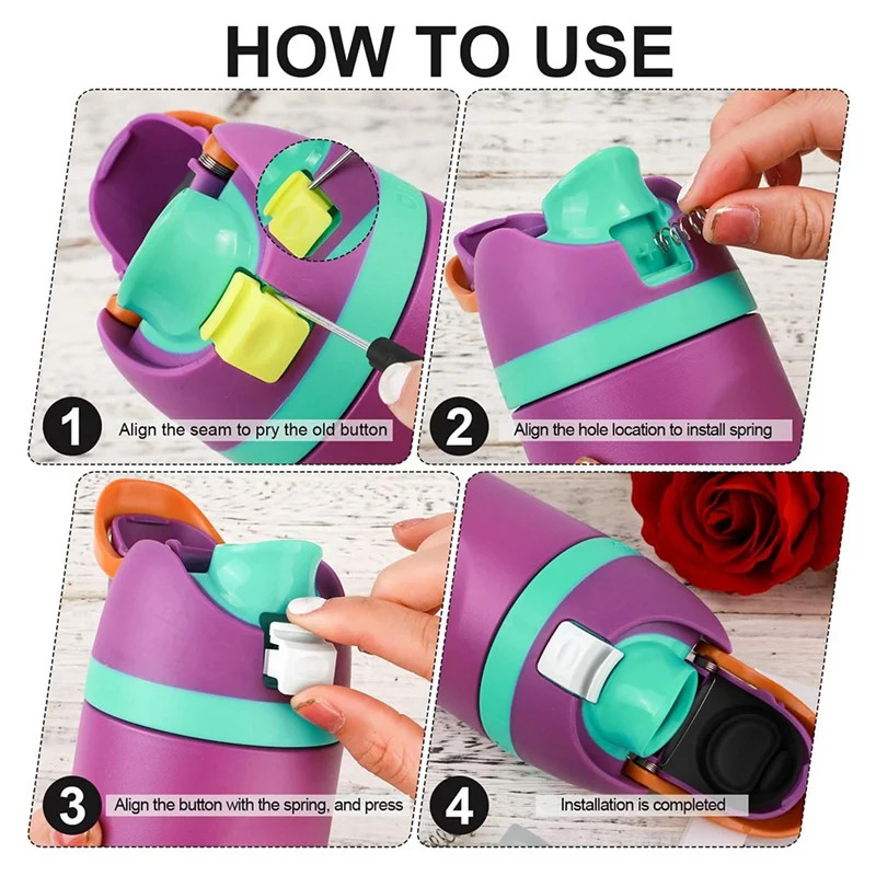 Tapón de repuesto Compatible con Freesip 24Oz 32Oz, piezas de repuesto de sello de silicona con destornillador de resortes, 4 Uds.