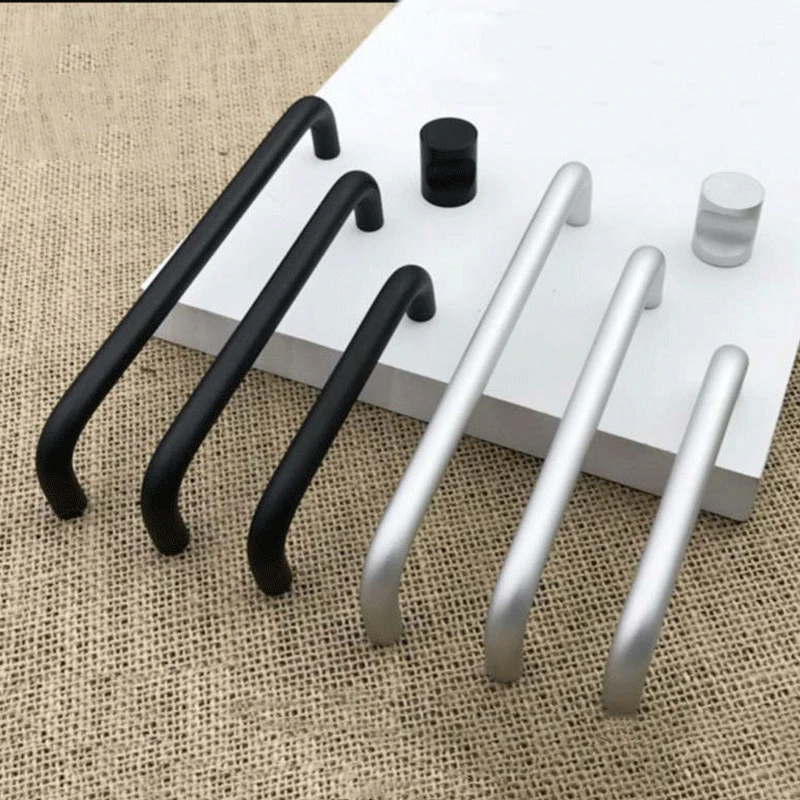U Type Aluminum Alloy Kitchen Cabinet Door Handles Drawer Knobs Home Improvement Furniture Handle Hardware Diameter 10mm