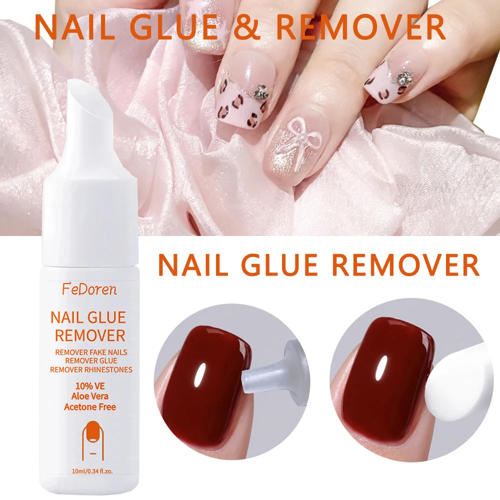 Nail Glue Remover for Fake Nails Easily Removes Acrylic Nails, Press-On Nails & Rhinestones - Convenient Prying Cap