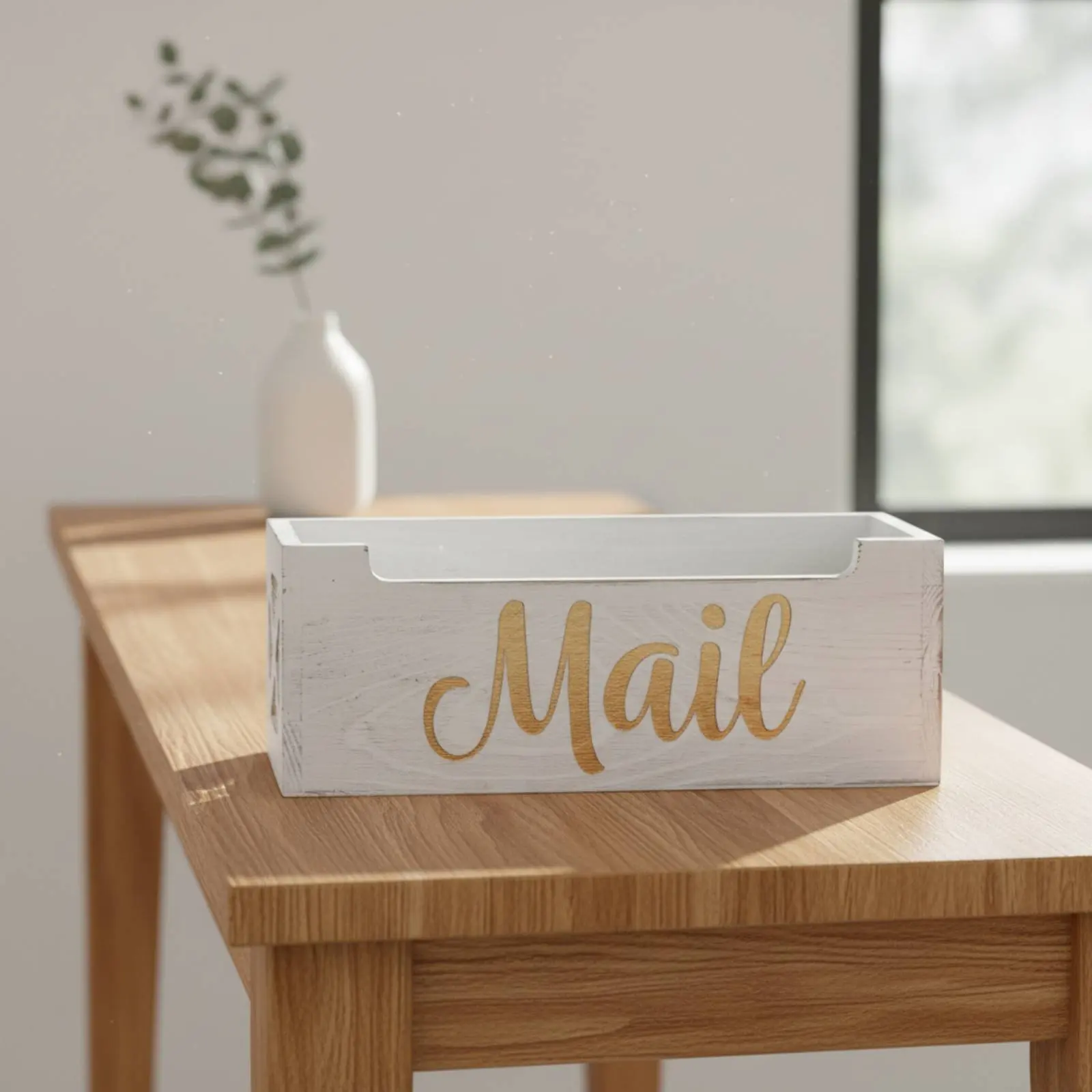 Picture 3: Wooden Mail Organizer Multifunctional Wall Mount Mail Holder Countertop Letter Sorter Space Saving Farmhouse Bill Organizer