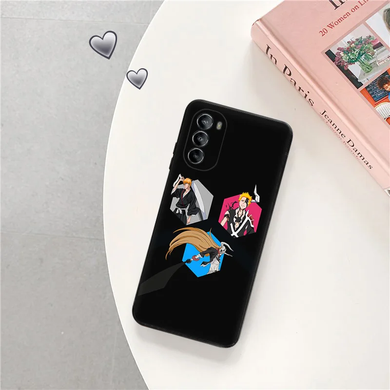 Black Soft Phone Case for Motorola G32 G50 G51 5G G60 G71 G22 G52 G72 G53 G73 G60S Moto G9 Power BLEACH Anime Rukia Cover