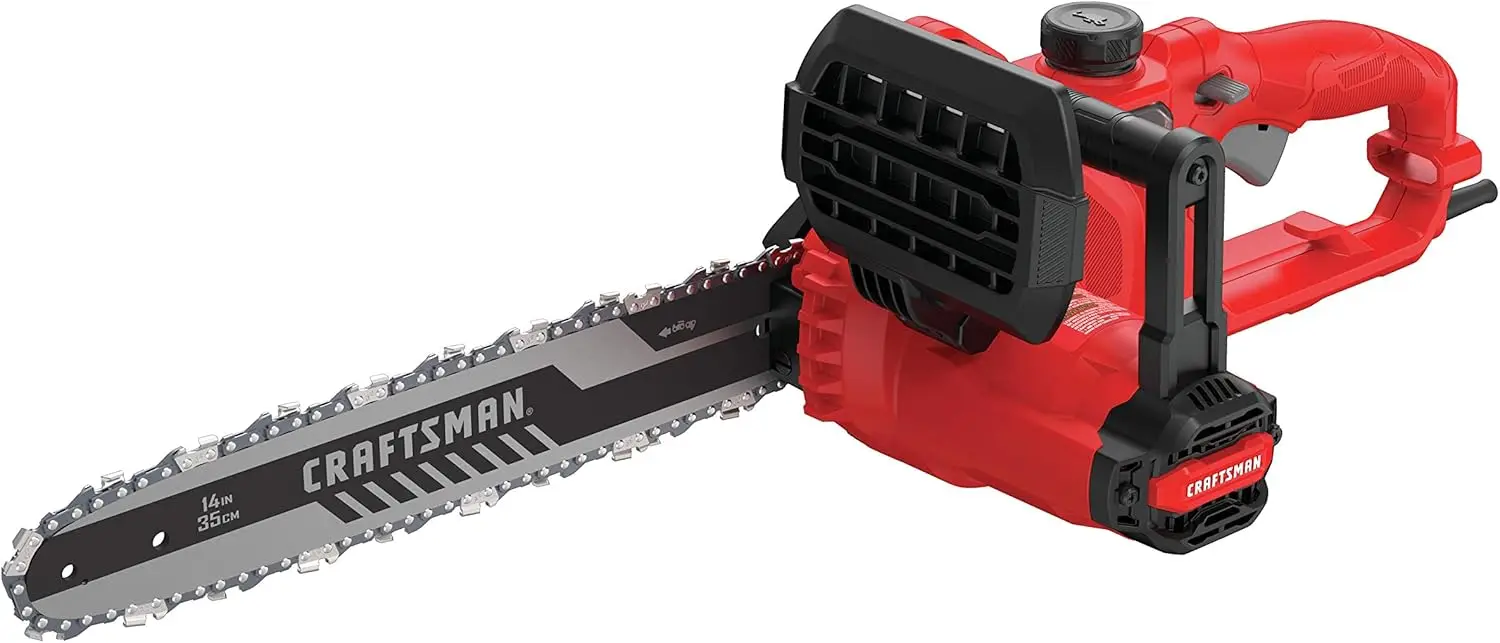 Chainsaw 14 Inch 8 Amp Corded Powerful Motor Compact Design Auto-Oiling Bolt Lock Chain Tensioning Versatrack Compatible