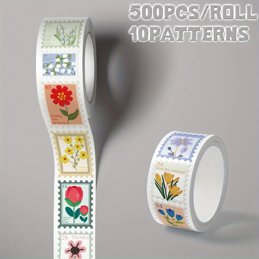 500PCS Roll Aesthetic Flower Cycling Sports Stickers 2D Flat Vinyl Decals Trendy Ins Style Waterproof Graffiti Stickers For Laptop Phone Case Luggage Water Bottle Bicycle Helmet Skateboard Decoration Girls Gift Cute Stationary Pack