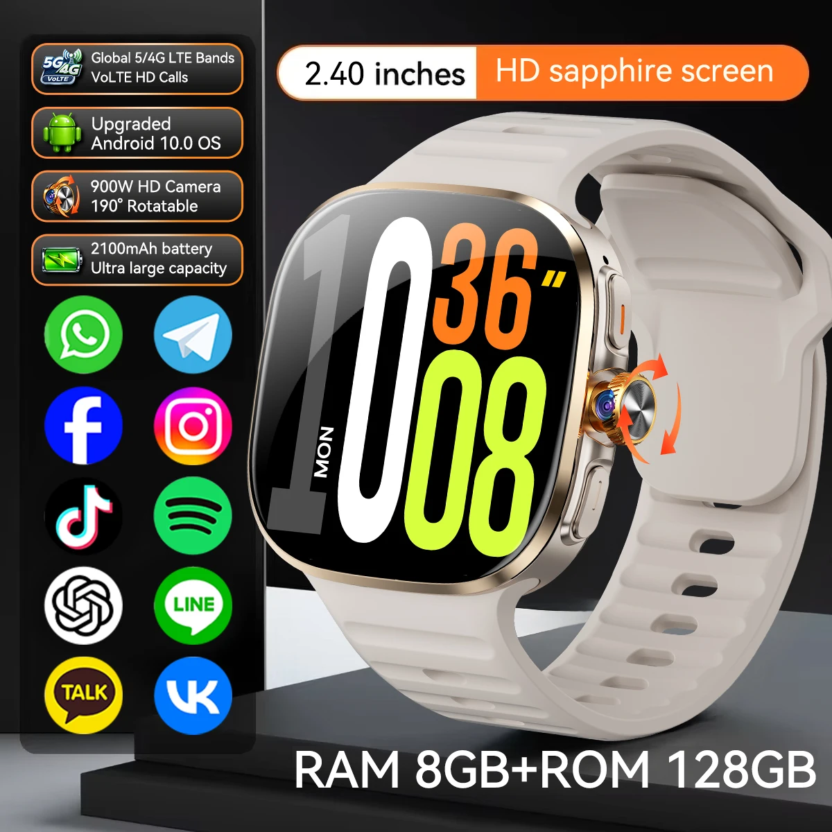 5G/4G Full Network Smart Watch with AMOLED Screen