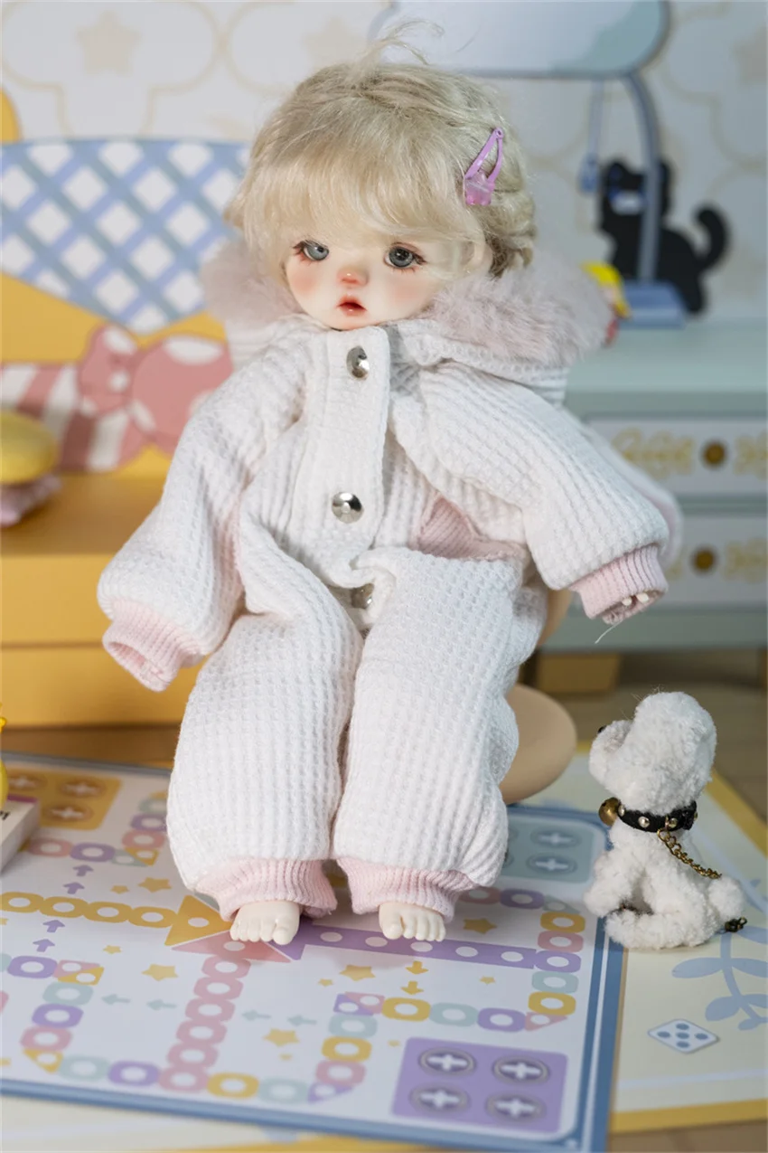 

BJD 1/6 clothes fit 6 points YOSD rabbit ear plush onesie