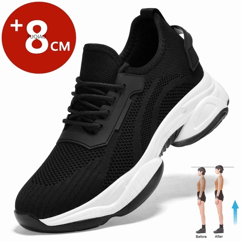 

Men Lift Sneakers Elevator Shoes Hidden Heels Breathable Heightening Shoes For Men Women Increase Insole 8CM Casual Height Shoes