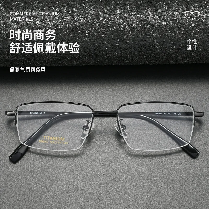 نظارات قراءة رجالية بنصف إطار للأعمال مضادة للضوء الأزرق ومضادة للتعب بإطار معدني لقصر النظر الشيخوخي #4